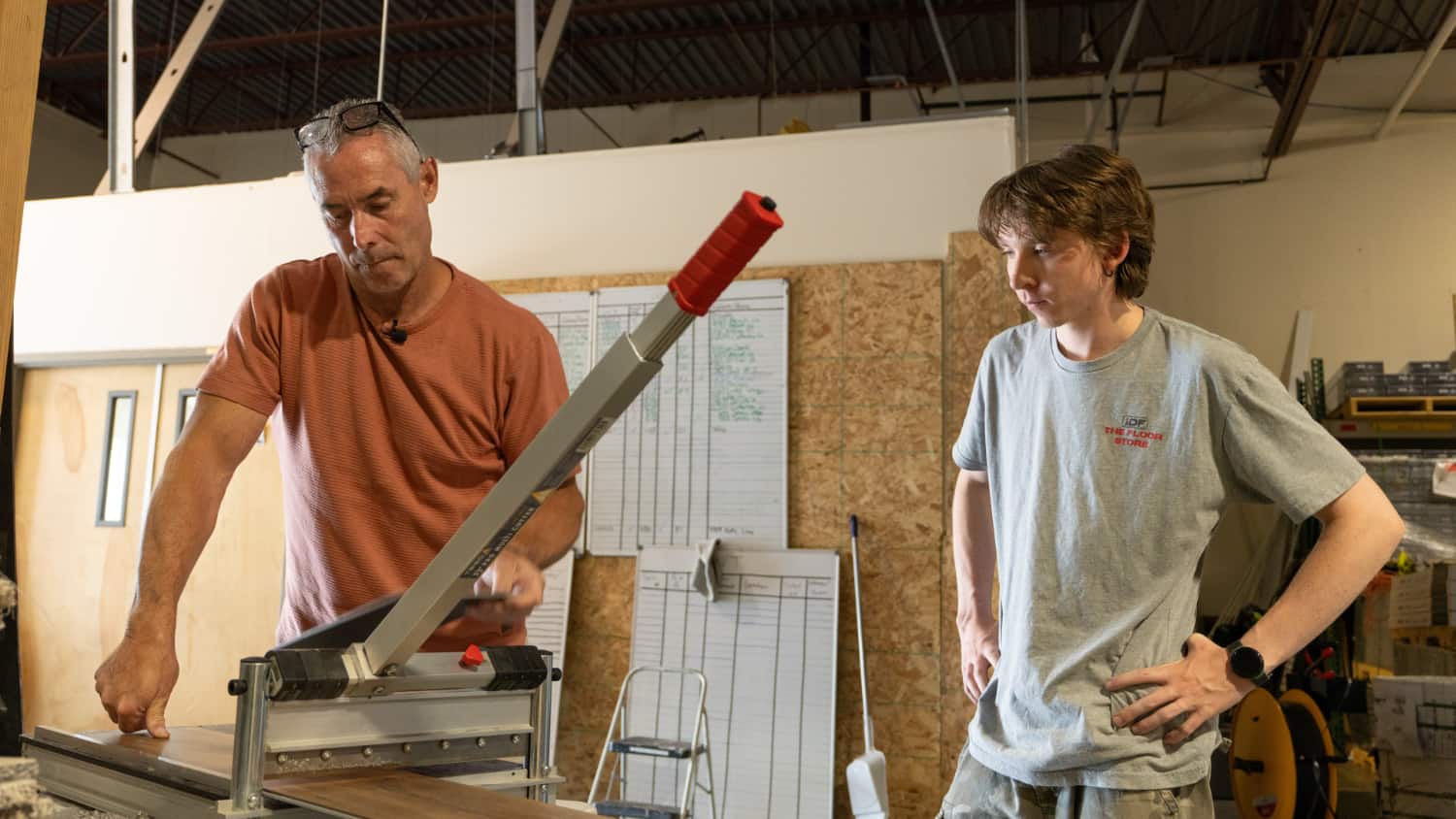 Cutting hardwood at The Floor Store